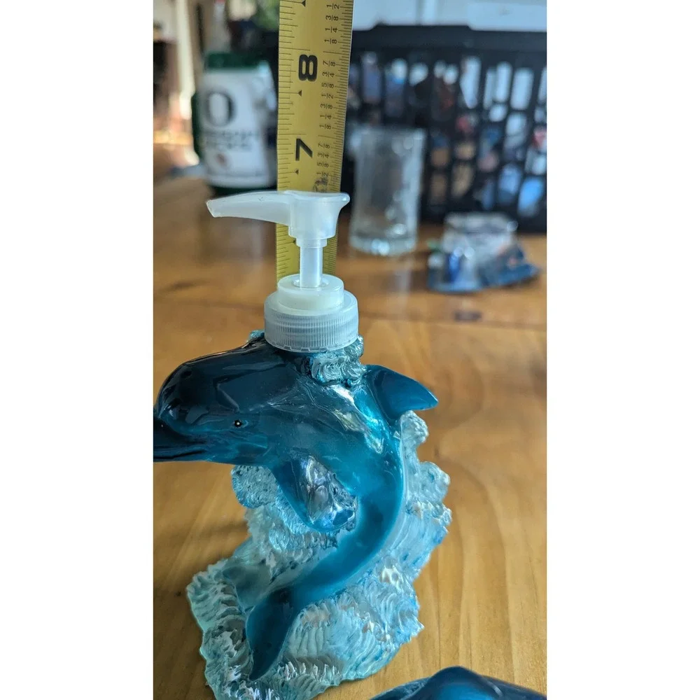 Allure 2000 Vintage Blue Dolphin Resin Bathroom Set 4 Piece Ocean Theme